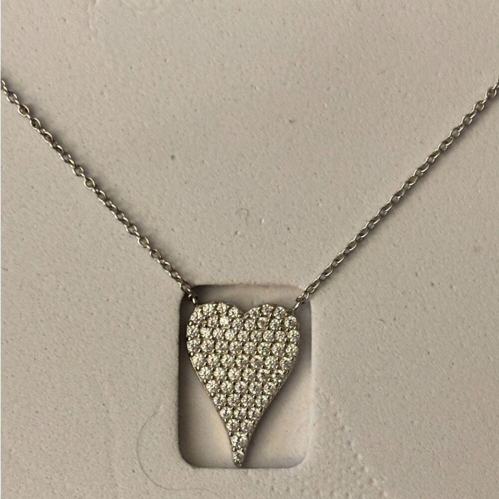 Jennifer Miller x Diamonique Boxed Pave Heart Pendant Necklace
